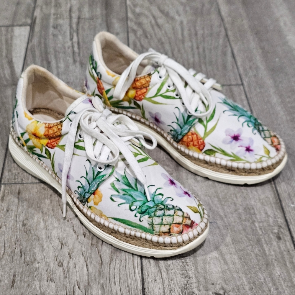 FREE PEOPLE Women Jackson Tropical Print Espadrilles Sneakers Sz 38/7
